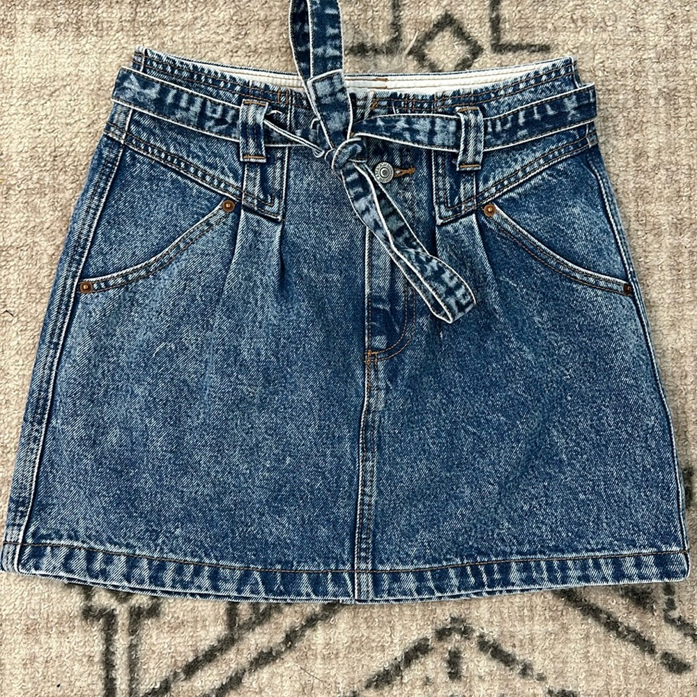 Denim Jean skirt with a tie up waist band
